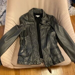 Vince Gunmetal Leather Jacket